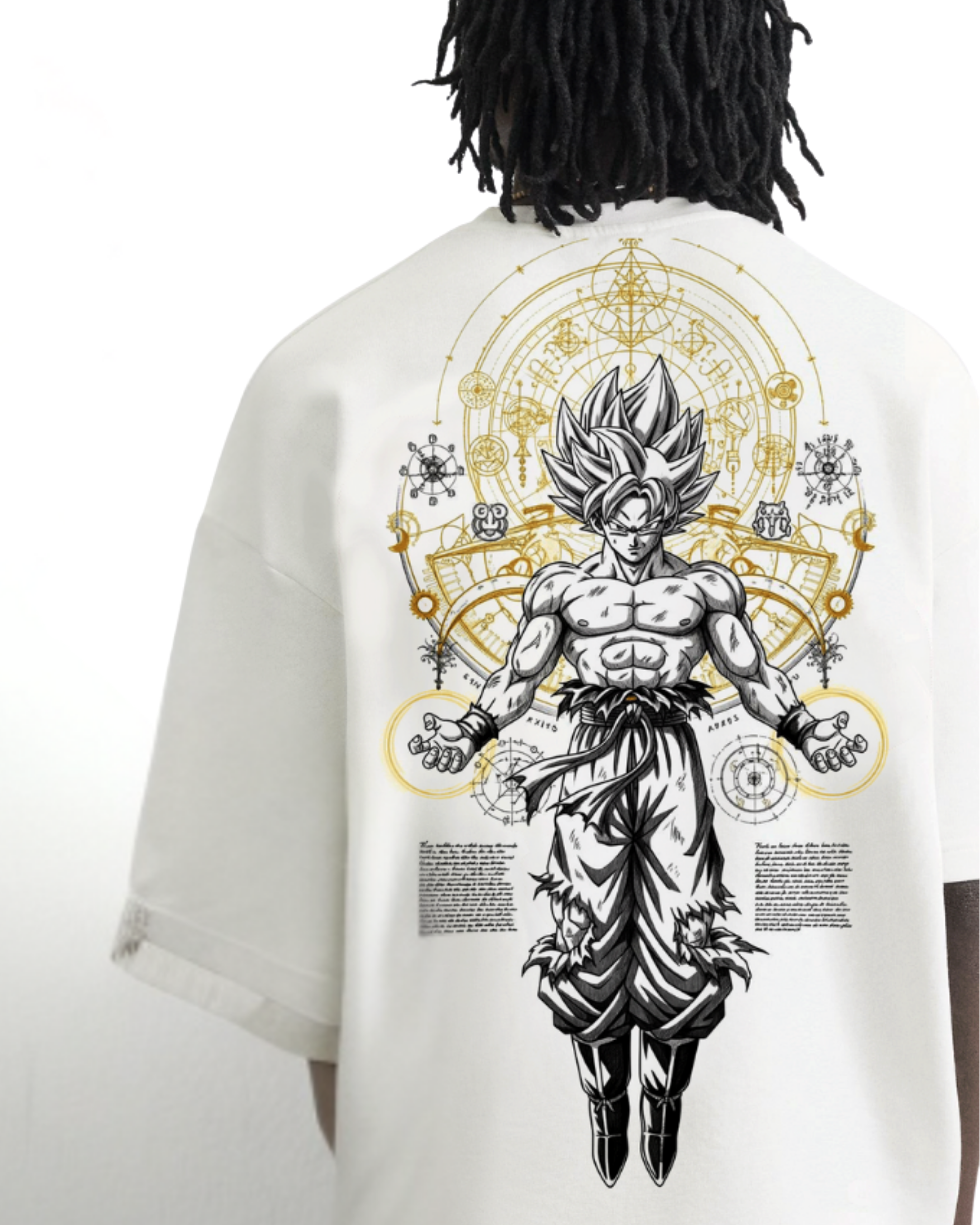 Kulted Oversized Graphic T-Shirt – White | Anime Legends Naruto & Goku Print