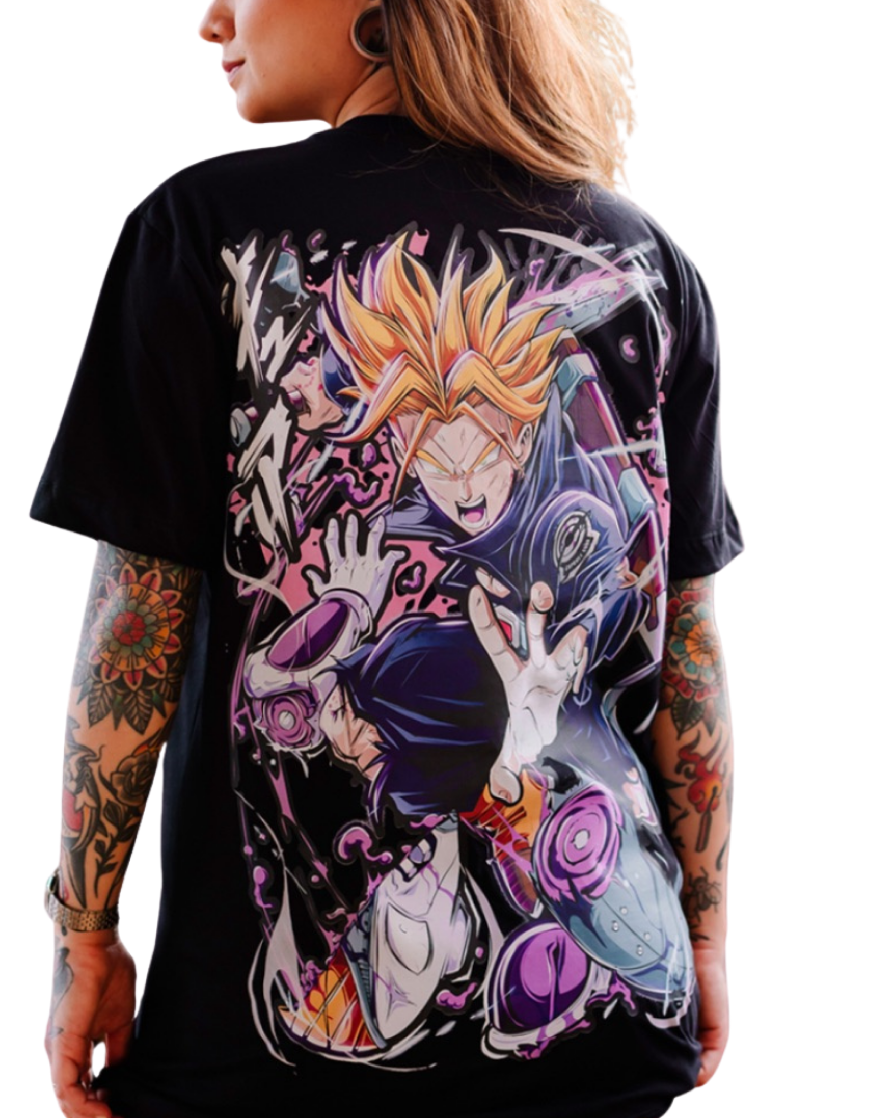 Kulted Oversized Graphic T-Shirt – Black | Dragon Ball Z Trunks vs Frieza Print