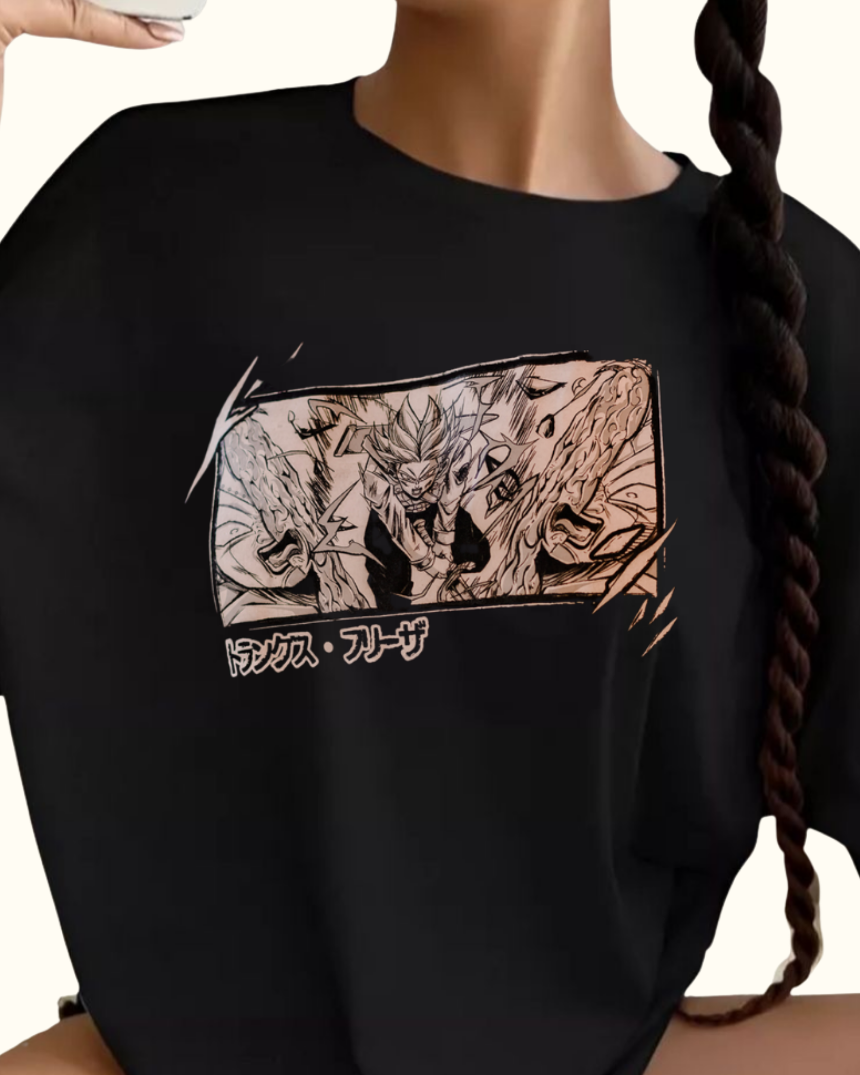 Kulted Oversized Graphic T-Shirt – Black | Dragon Ball Z Trunks vs Frieza Print