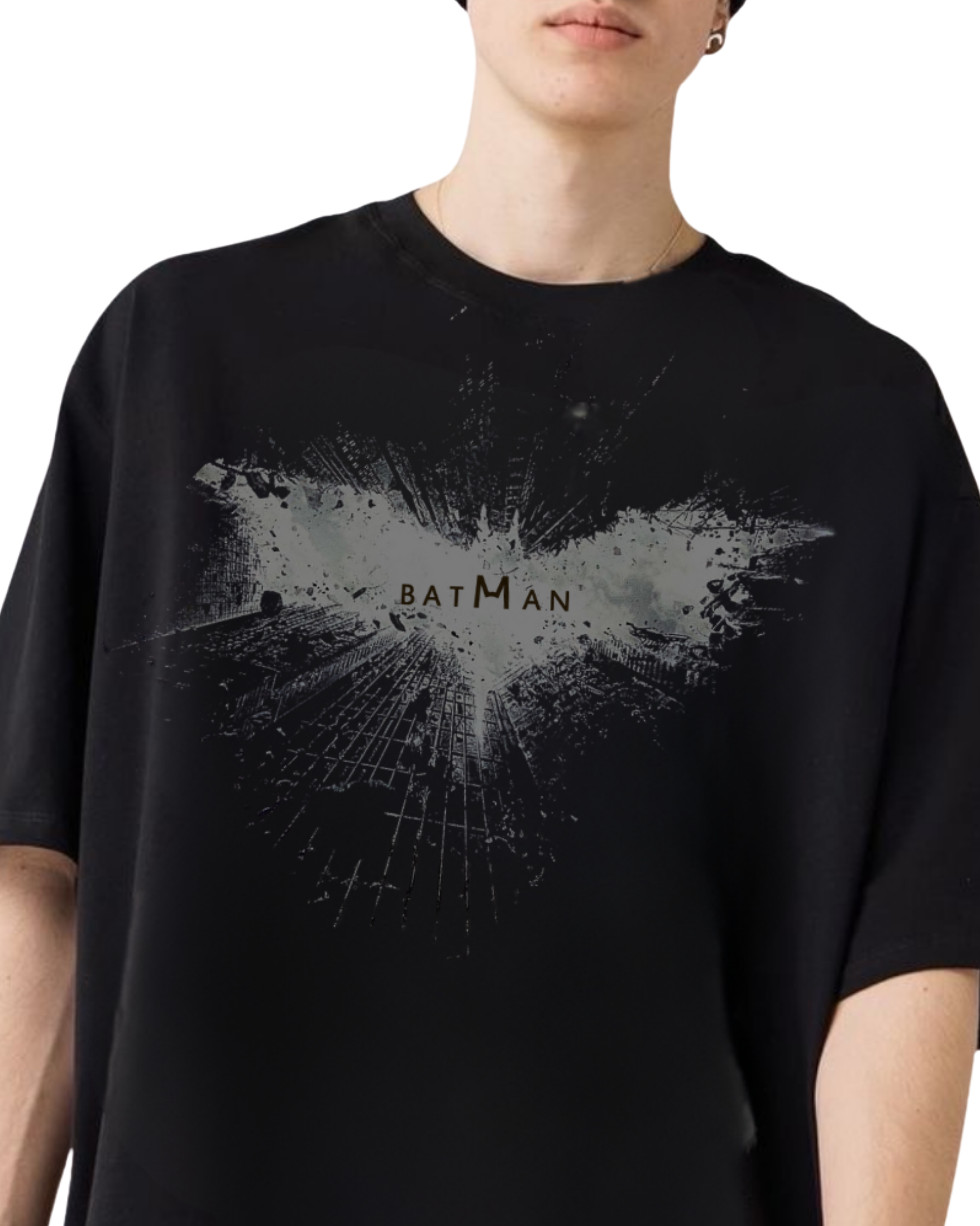 Kulted Oversized Graphic T-Shirt – Black | Dark Knight Batman Print