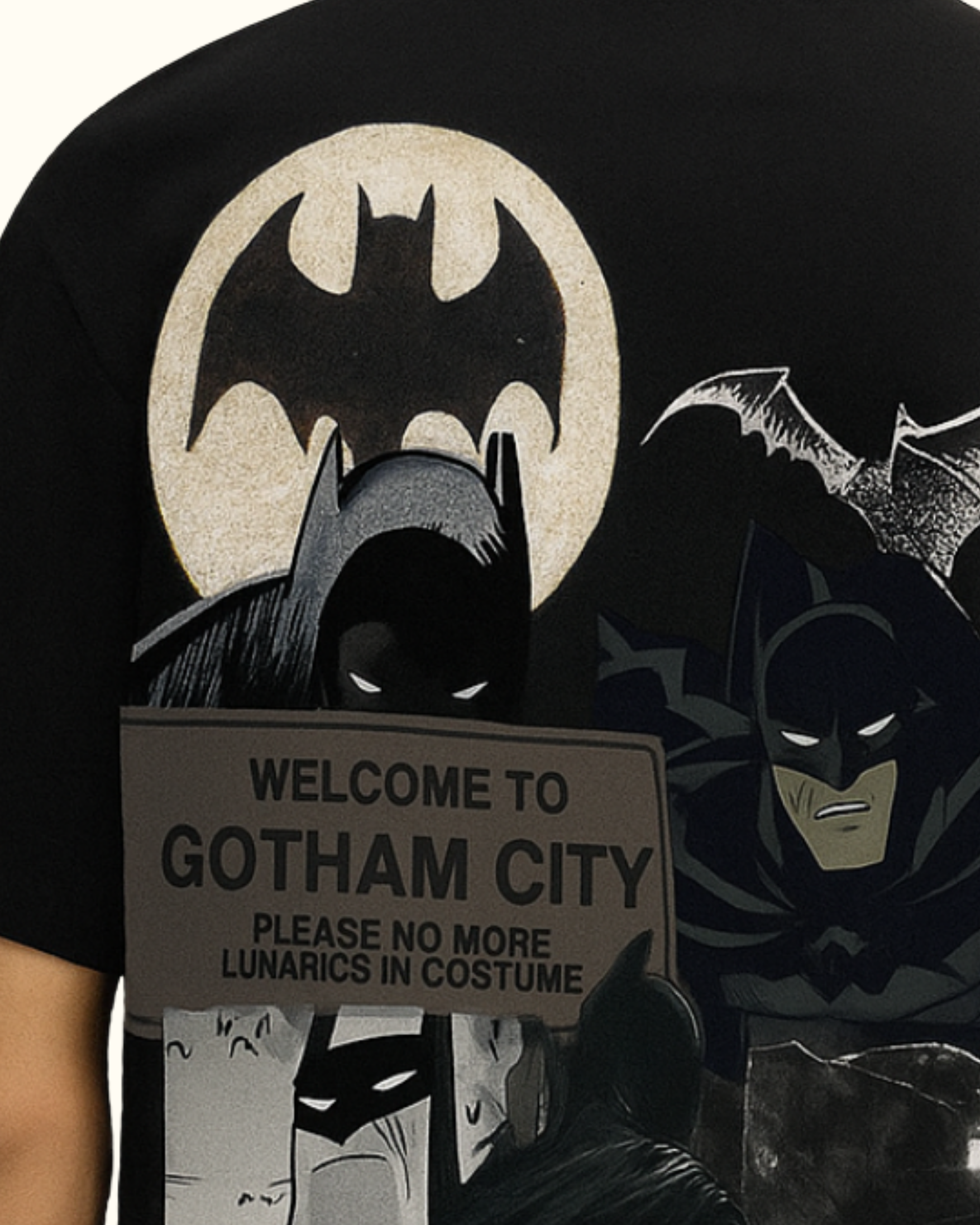 Kulted Oversized Graphic T-Shirt – Black | Welcome to Gotham Batman Print