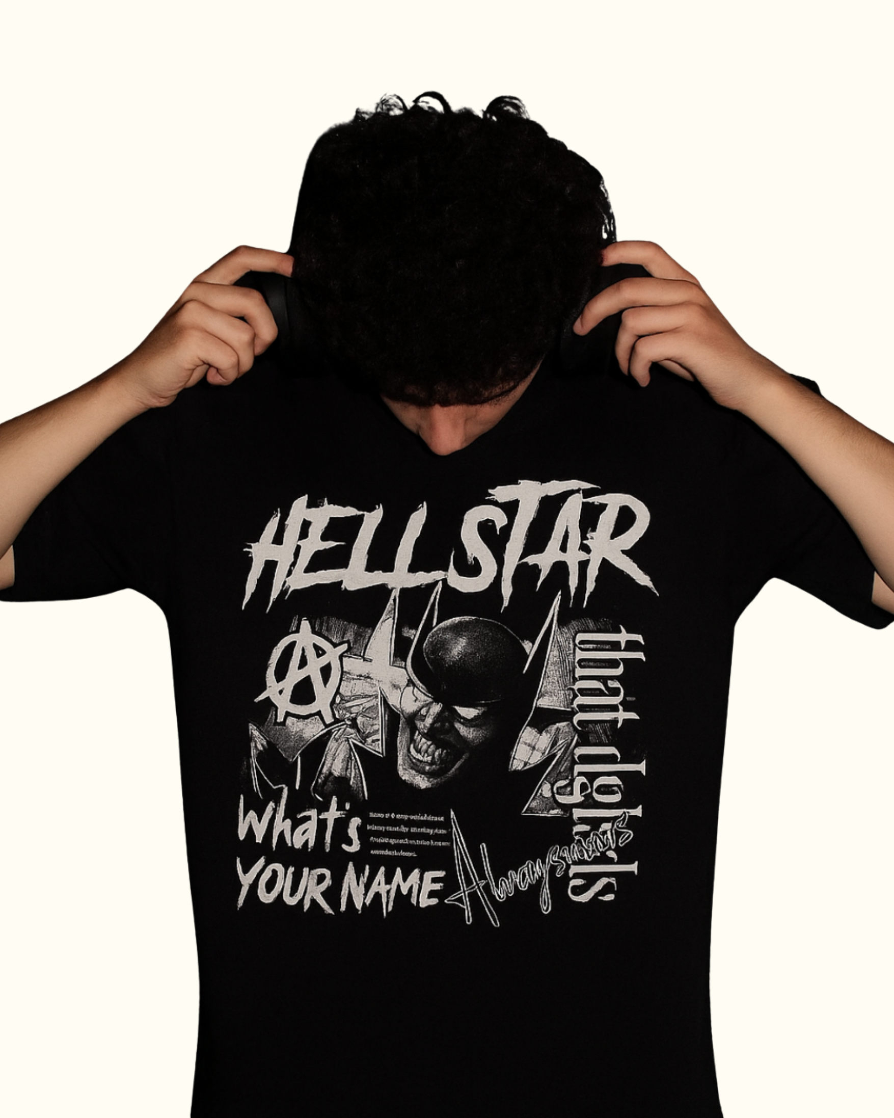 Kulted Oversized Graphic T-Shirt – Black | Hellstar Dark Knight & Joker Print