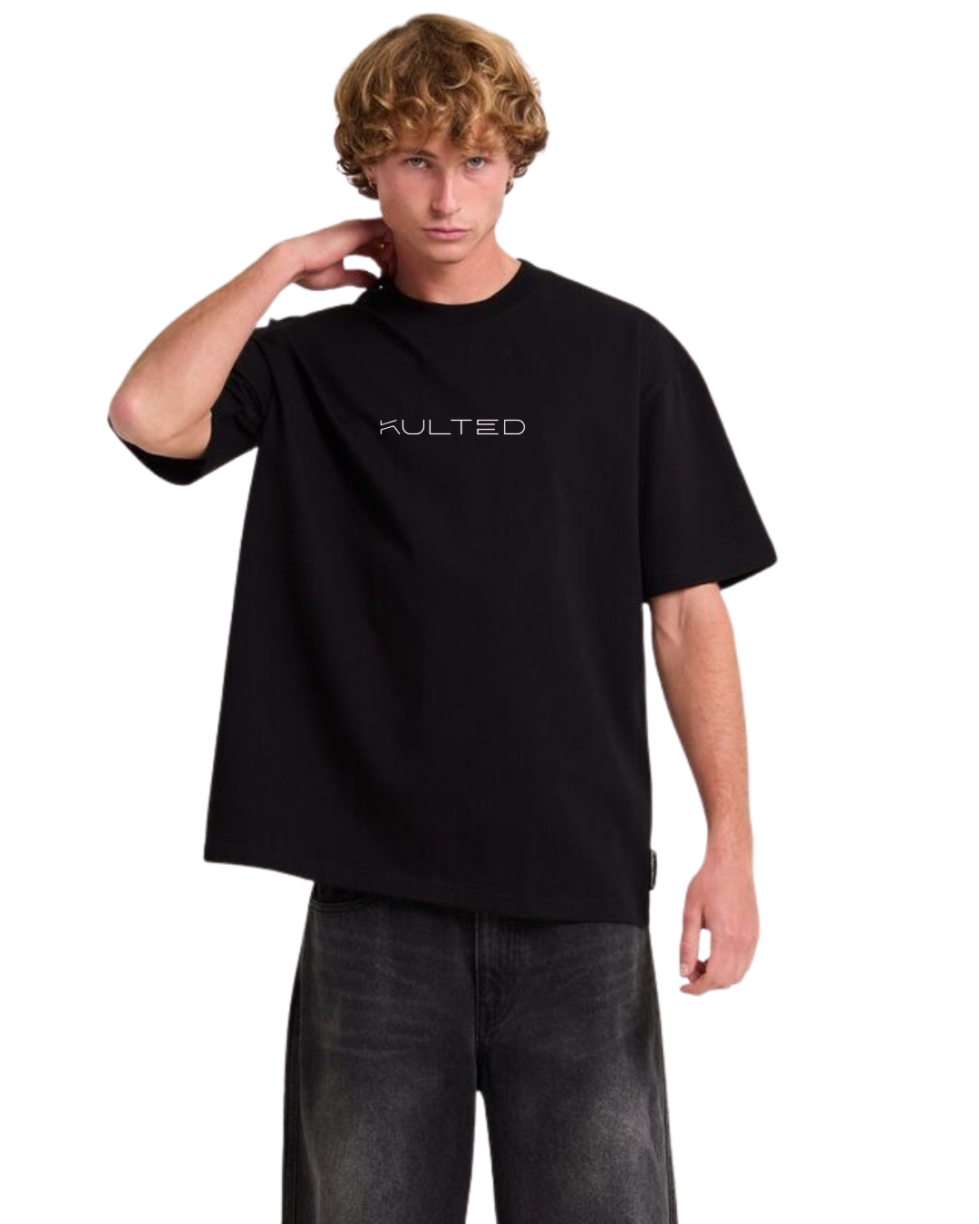 KULTED Oversized Black T-Shirt – 240 GSM