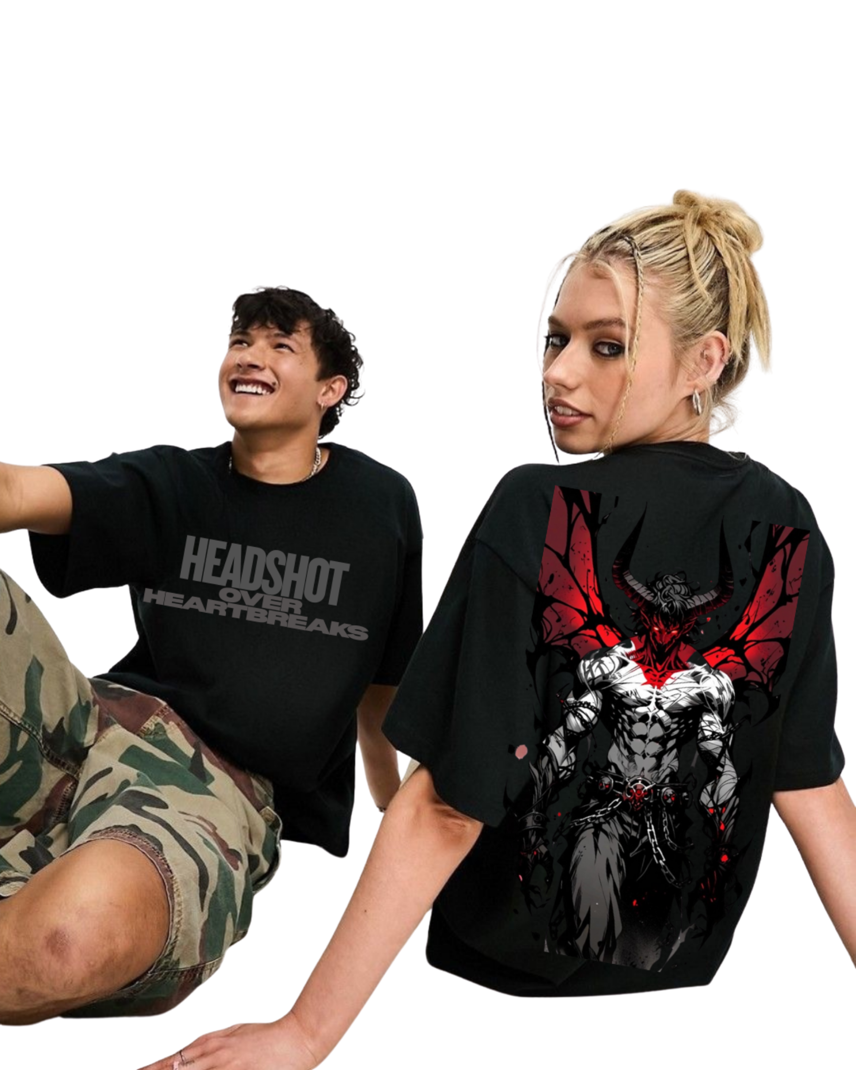Kulted Oversized T-Shirt – Demon Hellspawn Graphic Print | Black Streetwear Tee