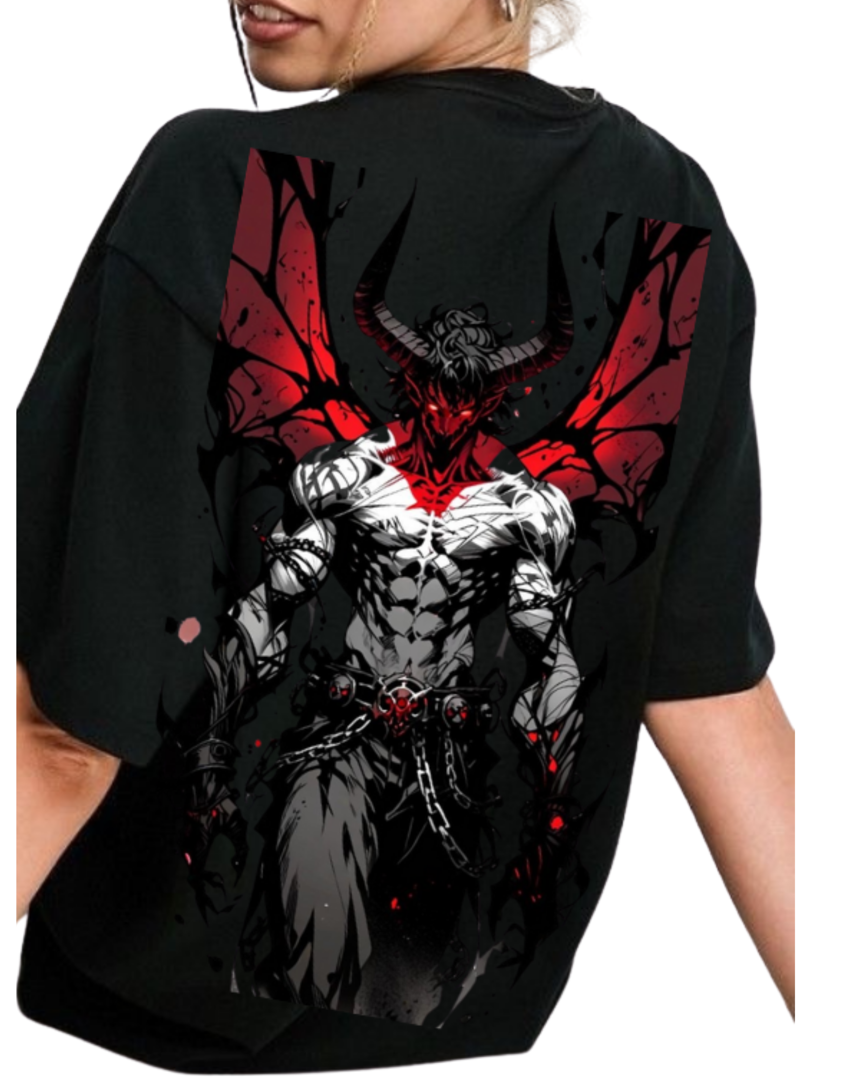 Kulted Oversized T-Shirt – Demon Hellspawn Graphic Print | Black Streetwear Tee