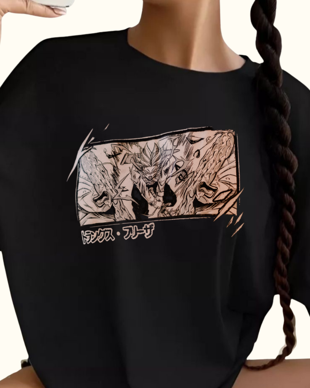 Kulted Oversized Graphic T-Shirt – Black | Dragon Ball Z Trunks vs Frieza Print