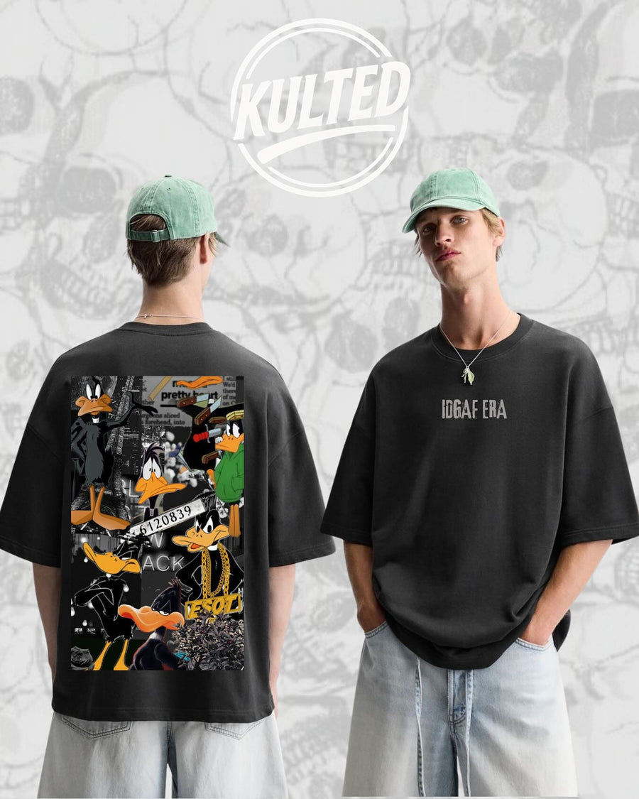 KULTED Black Graphic Tee – IDGAF Era
