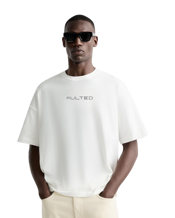 KULTED Oversized Heavyweight White T-Shirt – 240 GSM